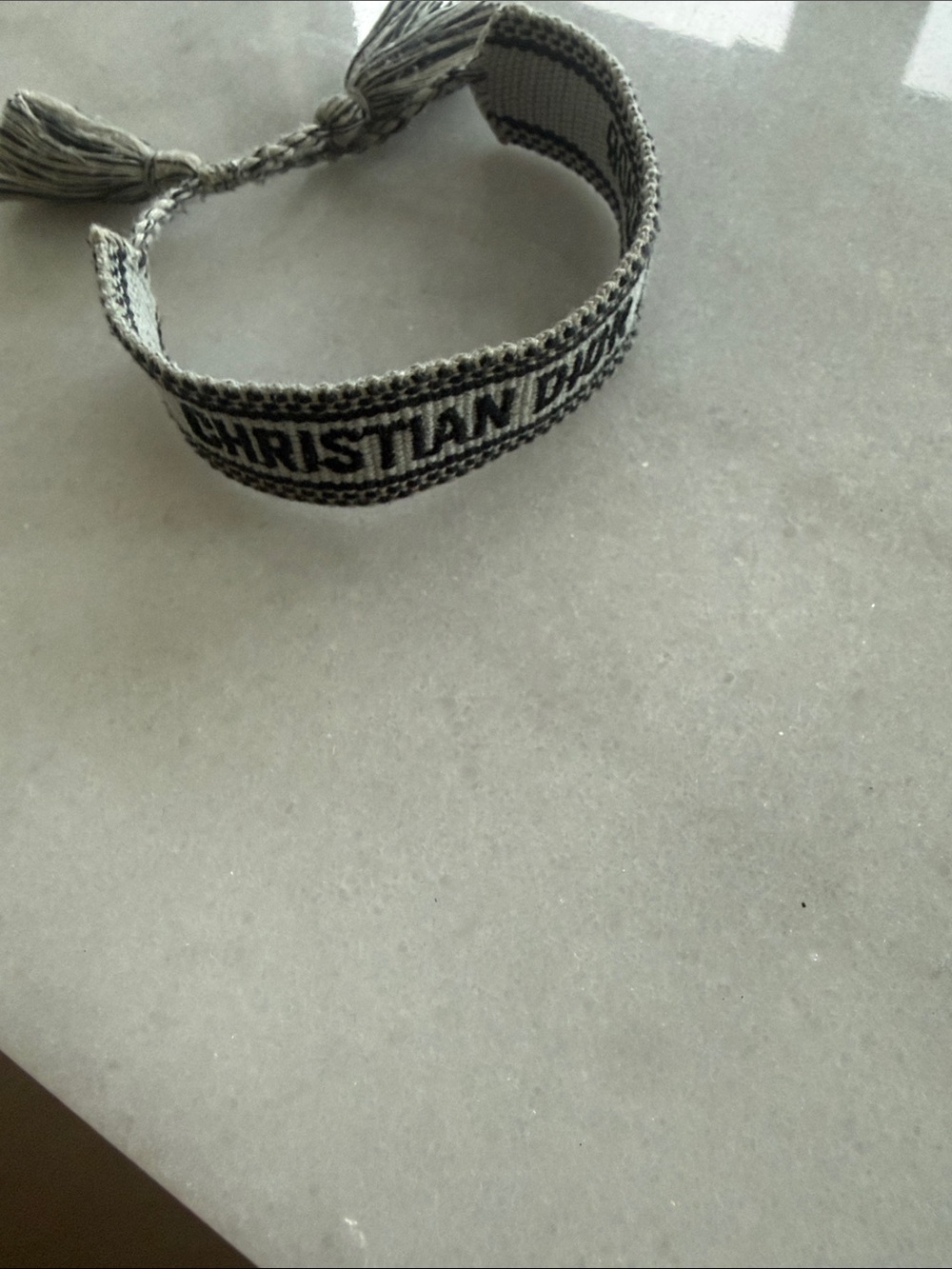 Dior Gray and Black Woven Logo Friendship Bracelet